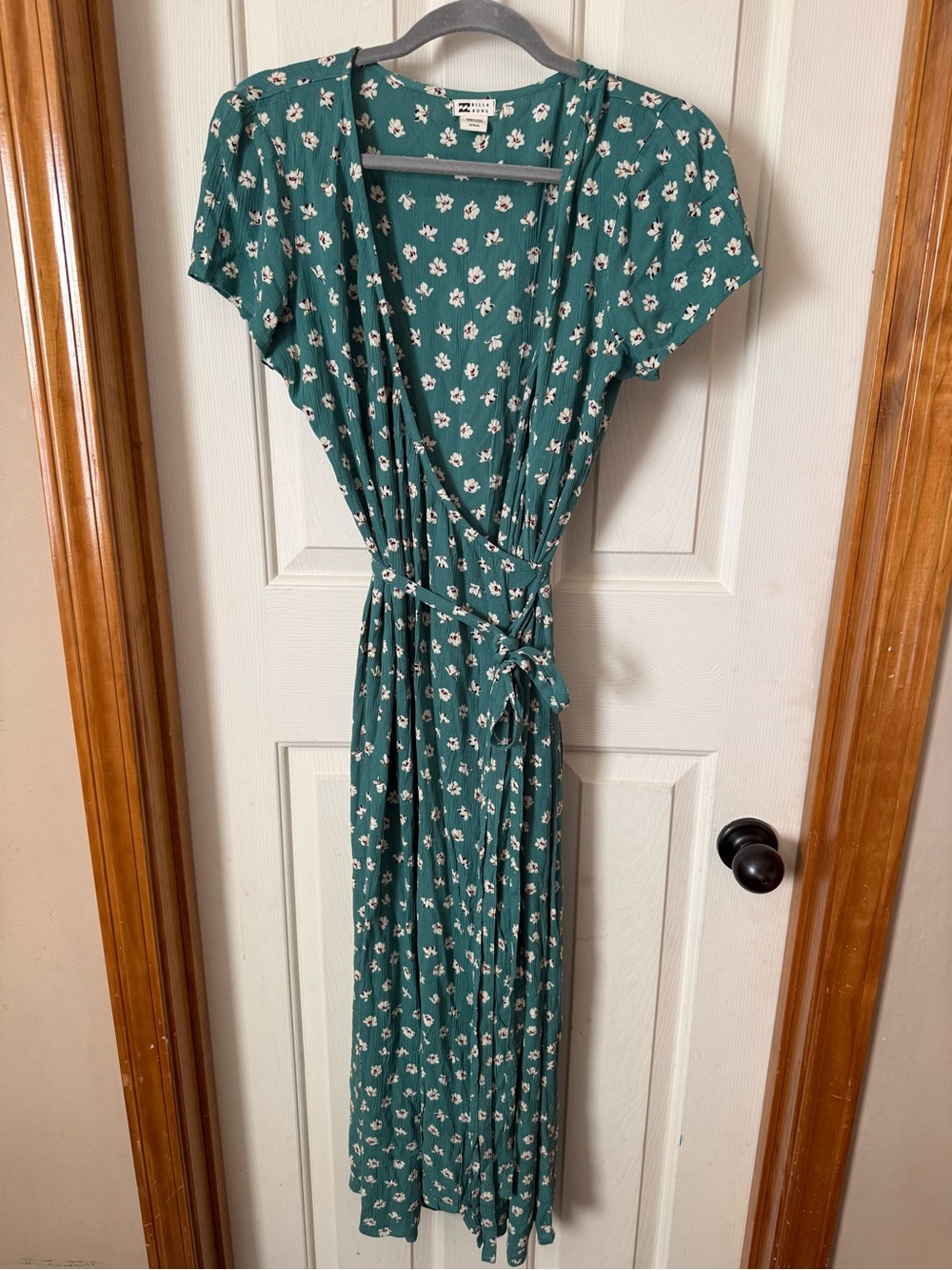 Billabong Teal Green Floral Wrap Maxi Dress